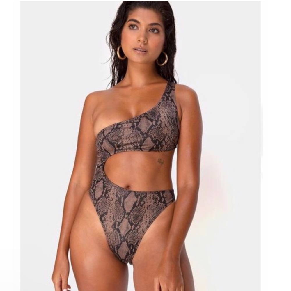 NWT Motel Rocks Velo Swimsuit- Taupe Snake Size Small